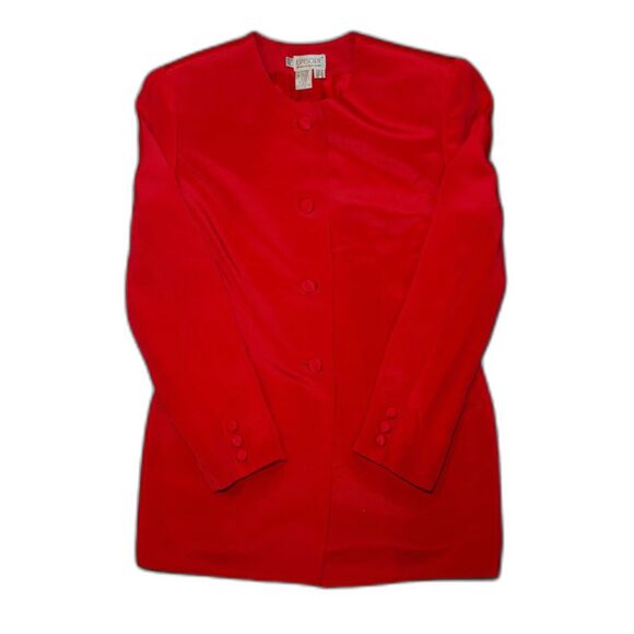 Vintage Episode by Carolyn Wight Freeman Red 100% Silk Blazer Size 4 - Picture 1 of 4